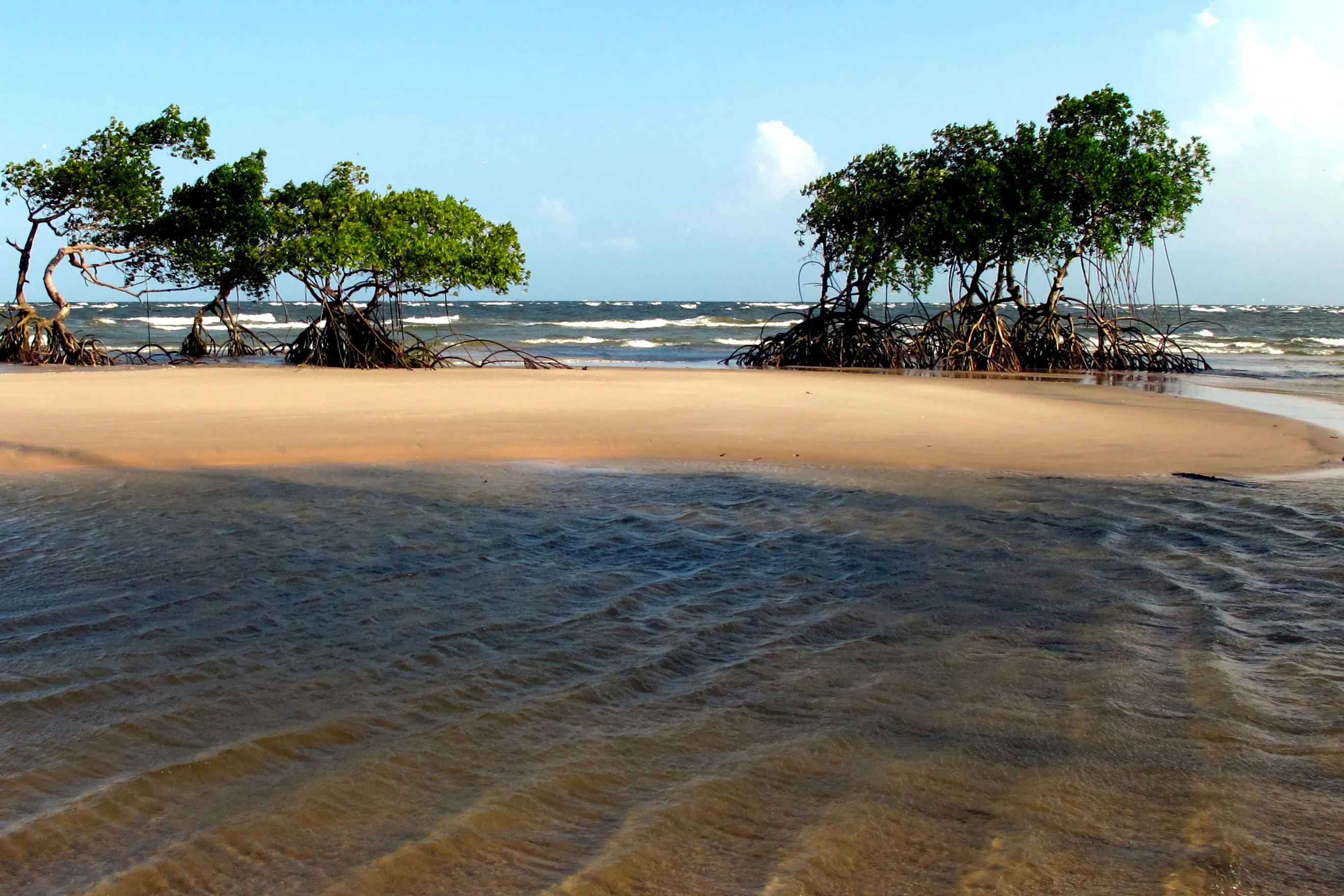Praia tranquila na Ilha de Marajó, no Pará.